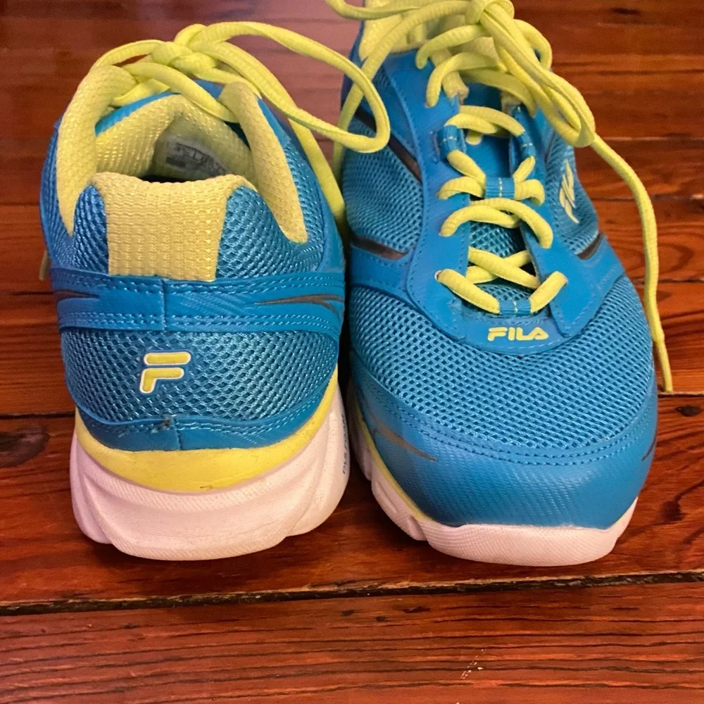 Fila DLS Foam Ancerus 5 Running Shoes Size 10 Blue & Yellow Neon Like New
